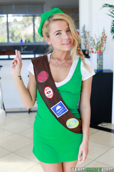 Cute teen scout Alina West sheds uniform & gets drilled when selling cookies Image #2