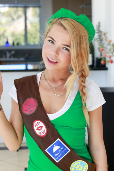 Cute teen scout Alina West sheds uniform & gets drilled when selling cookies Image #1