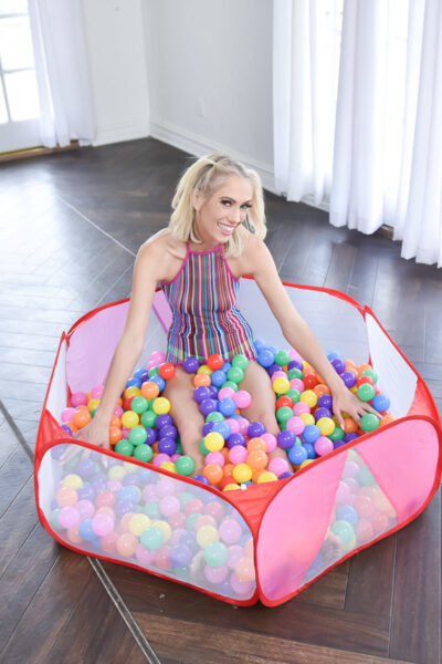 Blonde teen Sky Pierce gets fucked in hot positions in a colored ball pit Image #1