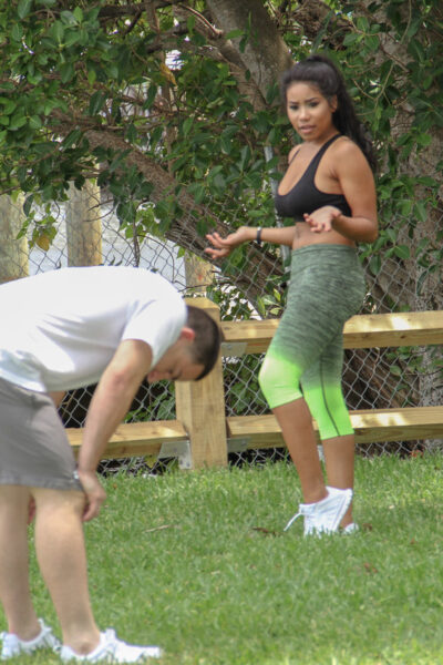 Sexy alluring teen ebony Jenna Foxx gets tits creamed in after workout bang Image #4