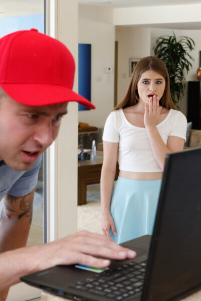 Horny young Alice March has first time anal sex with computer repair guy Image #4