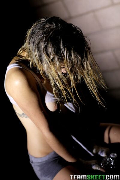 Hot blonde teen Lia Lor shows her wet small tits after training hard Image #14