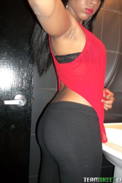 Afro-American hottie Mimi West flashes her delicious tits and ass in public Image #6