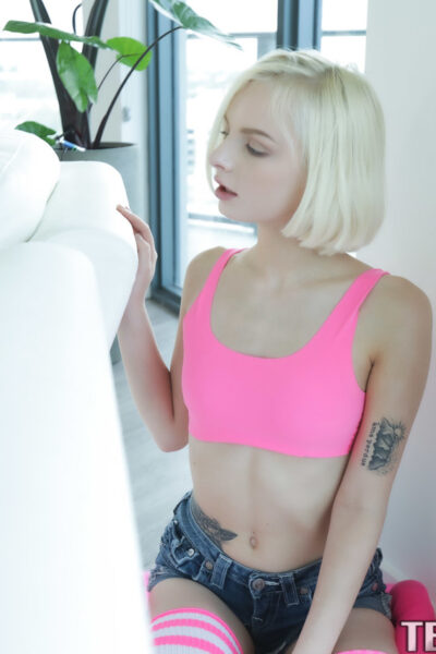 Blonde amateur Alice Pink gets bent over the sofa & fucked doggystyle Image #6