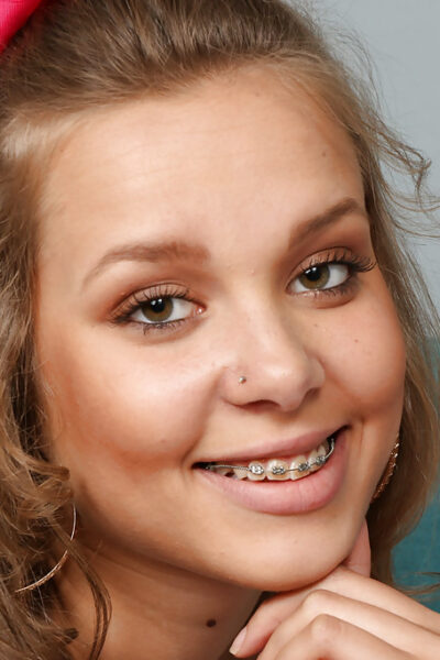 Blonde spinner Liza Rowe showing off her braces and small tits Image #6
