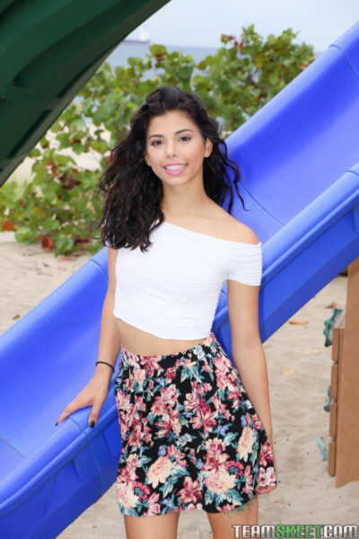 Wild skinny hottie Gina Valentina plays in the park and flashes her goodies Image #11