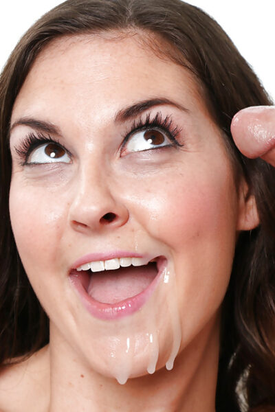Brunette amateur Brittany Shae taking cumshot in mouth after riding cock Image #16