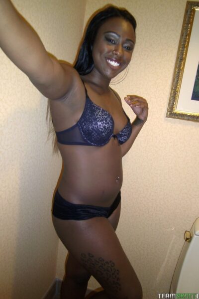 Hot ebony amateur Cashmere Minage exhibits her medium tits & smooth sexy ass Image #15