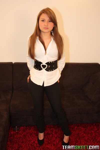 Petite innocent girl Angee Ariza showing off her fuckable ass & tiny tits Image #2