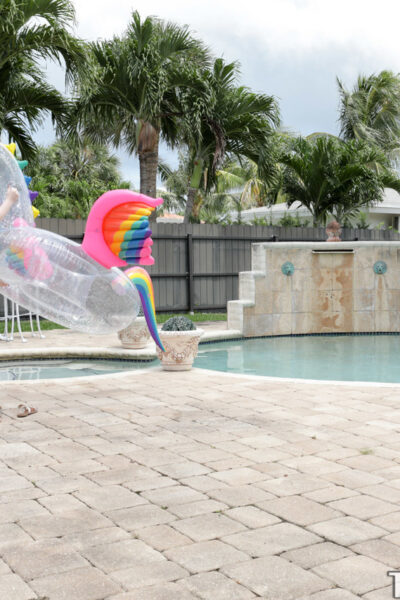 Slim ginger teen Amber Addis gets her twat stuffed by a bald dude poolside Image #2