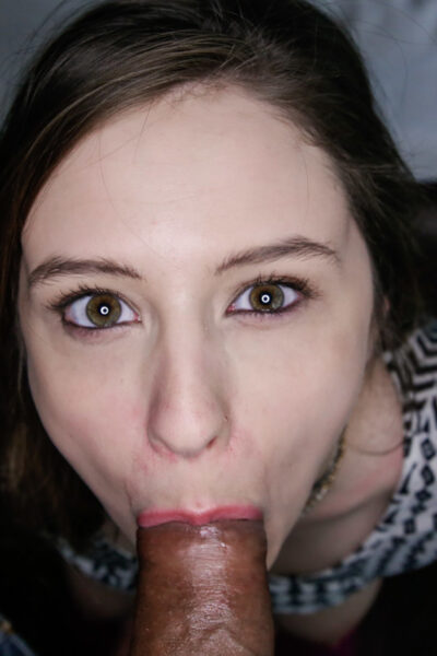 Slut with big nipples gets on her knees to suck perverts big cock & fuck POV Image #10
