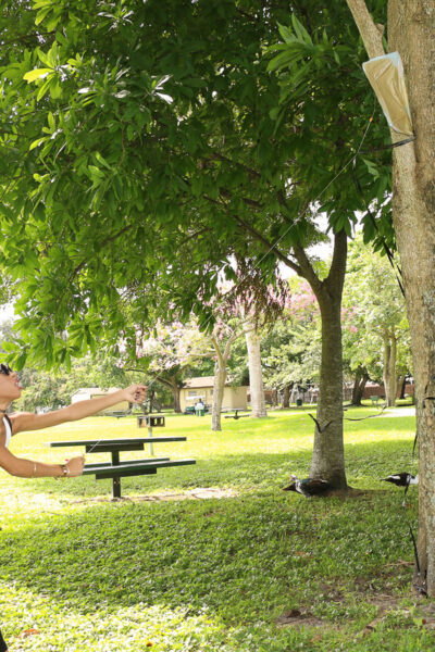 Beautiful skinny ebony babe Kendall Woods plays and flies a kite outside Image #13