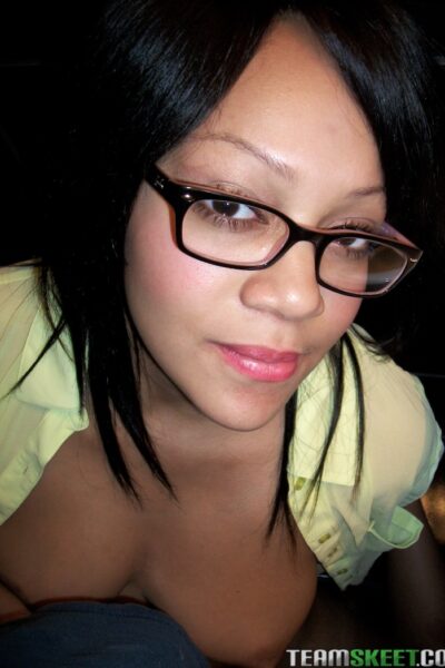 Big titted black teen Krista Black plays with her boobs in the bathroom Image #12