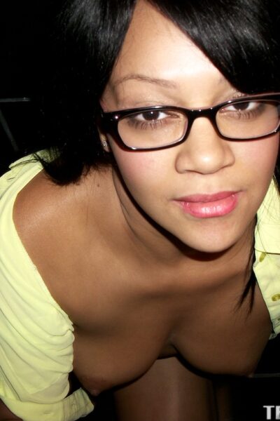 Big titted black teen Krista Black plays with her boobs in the bathroom Image #14