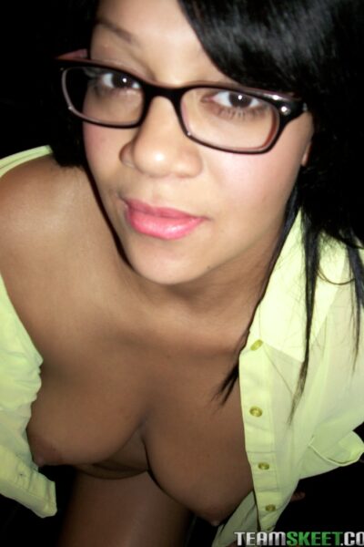 Big titted black teen Krista Black plays with her boobs in the bathroom Image #16