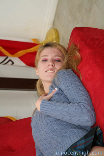 Blonde schoolgirl with pigtails Mya Lynn strips on her teacher's desc Image #16