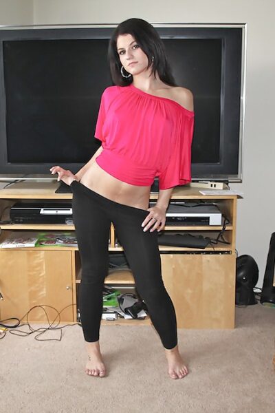 Foxy brunette babe Aubrey Sky slowly uncovering her fuckable curves Image #2