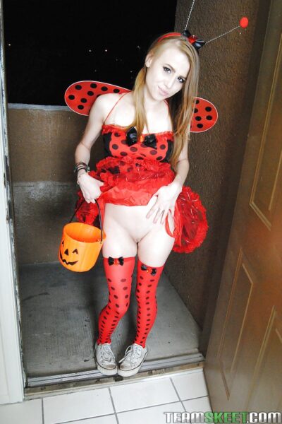 Sassy blonde babe has no panties under her halloween outfit Image #6