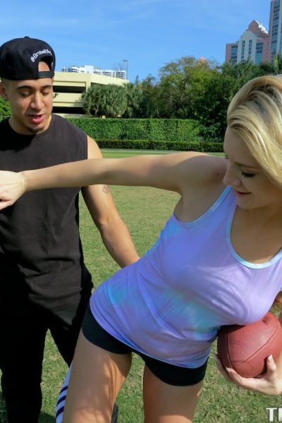 Blonde Addison Avery's gives big ass closeup riding huge cock cowgirl style Image #1