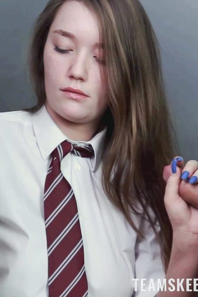 Naughty schoolgirl Olivia Keane masturbates with a vibrator in an MFM 3some Image #6