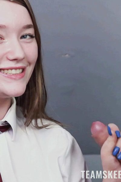 Naughty schoolgirl Olivia Keane masturbates with a vibrator in an MFM 3some Image #7
