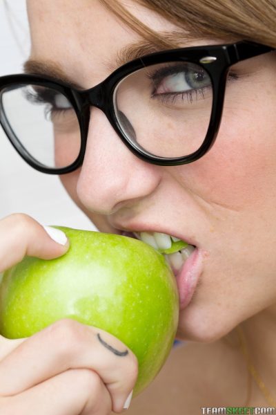 Petite teen with glasses Carmen Callaway teasing with her tight pussy Image #19