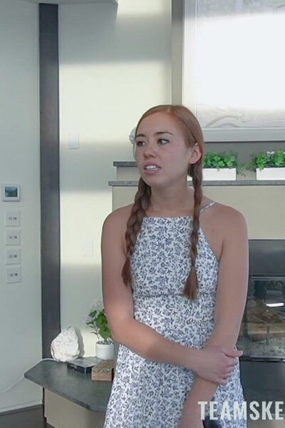 Pigtailed teen Brandi Braids gets painfully fucked by a bearded guy Image #1