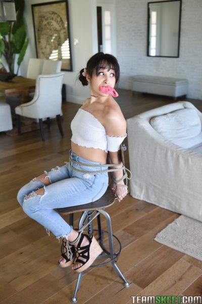 Raven-haired Latina teen Isabella Nice gets bound, fucked and facialed Image #7