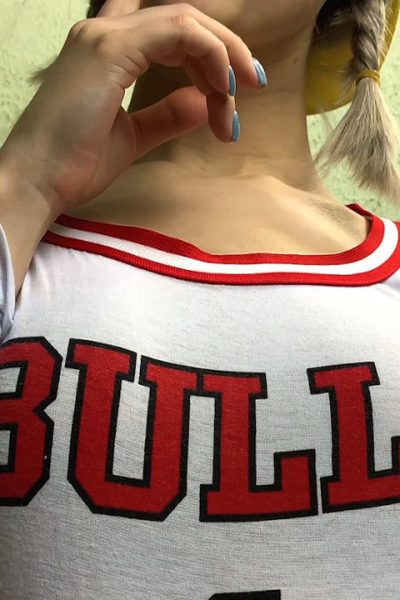 Slim teen Eva Elfie licks a lollipop and a dick while exposing her big tits Image #2