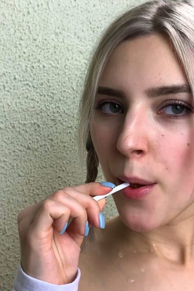 Slim teen Eva Elfie licks a lollipop and a dick while exposing her big tits Image #19