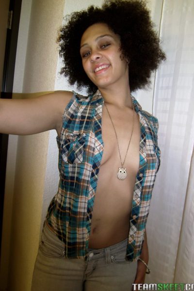 Slutty black girl with big hair Jayda Love rides big cock wildly on the bed Image #16