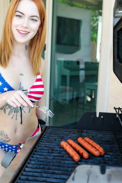 Young redhead Sage Fox gives a big dick a hardcore POV ride & takes a cumshot Image #2